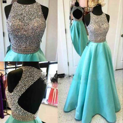 Prom Dresses,scoop Prom Gowns,long Satin Prom..