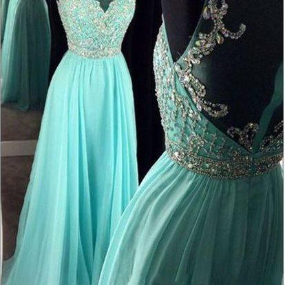 Prom Dresses,sheer Scoop Prom Gowns,long Chiffon..