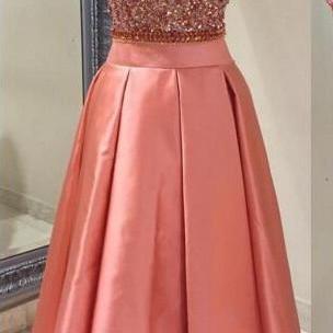 High Neck Shiny Sequins Dubai Style Prom Dresses,..