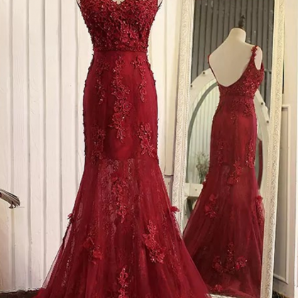 Prom Dress,sexy Elegant Prom Dresses, Wine Red..
