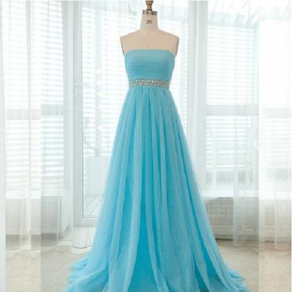 Prom Dress, Elegant Handmade Simple Blue Prom..