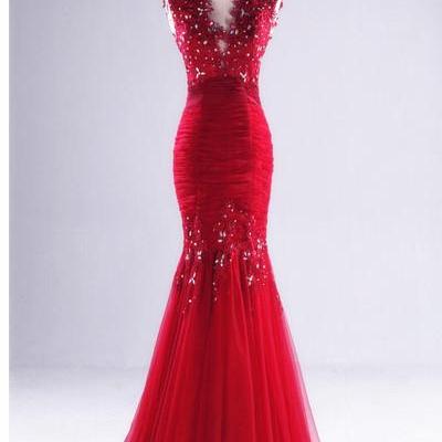Prom Dress, Appliques Beading Real Made Mermaid..