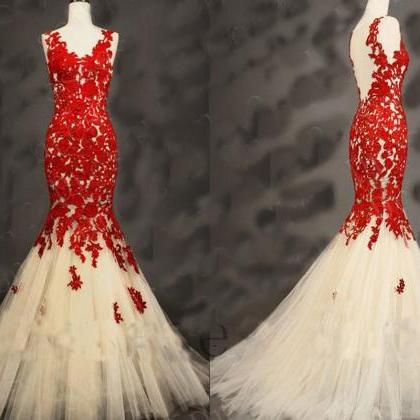 Red Prom Dress,prom Gown,fashion Sheath Off The..