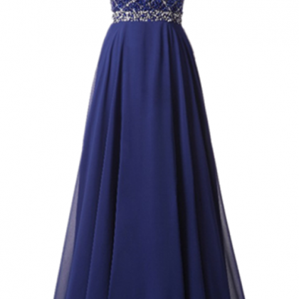 Sexy Long Evening Dress 2017 Royal Blue Chiffon..