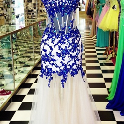 Prom Dress, Sweetheart Royal Blue Prom..