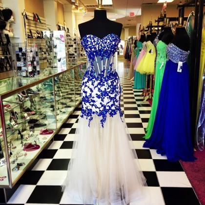 Prom Dress, Sweetheart Royal Blue Prom..