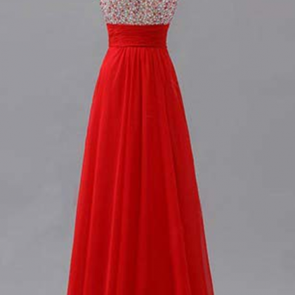 Long Prom Dress, Red Prom Dress, Chiffon Prom..
