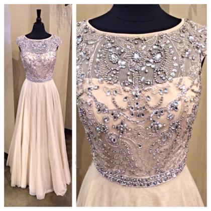 Long Prom Dress, Champagne Prom Dress, Party Prom..