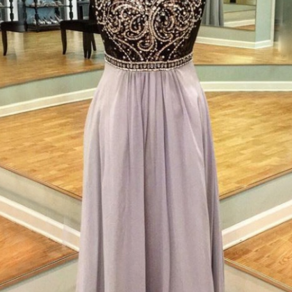 A-line Sparkling Diamond Open-Back Floor-Length Gown Lavender