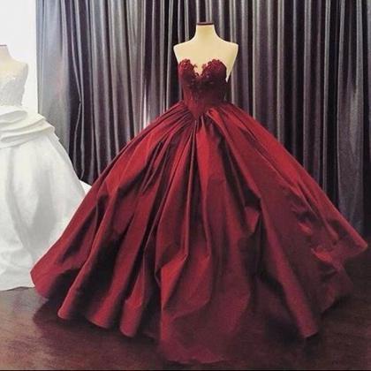 Burgundy Quinceanera Dresses 2017, Puffy Ball Gown..
