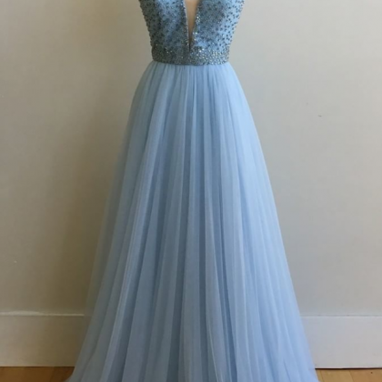V Neck Prom Dresses,long Prom Gowns,chiffon Prom..