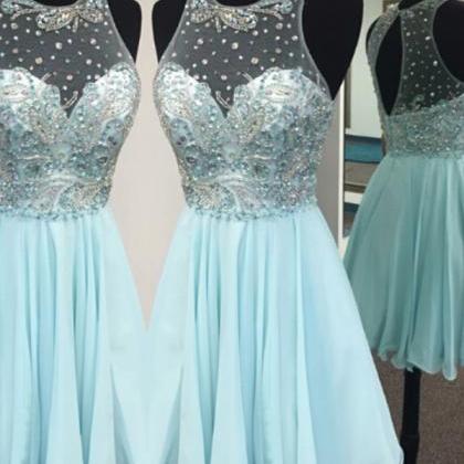 Modest Luxury Mini Short Prom Dress Party Dress Jewel Sleeveless Short ...
