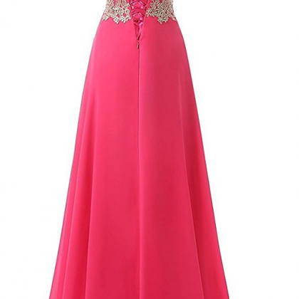 Pink Prom Dress, Long Prom Dress, Prom Dress, Chiffon Prom Dress