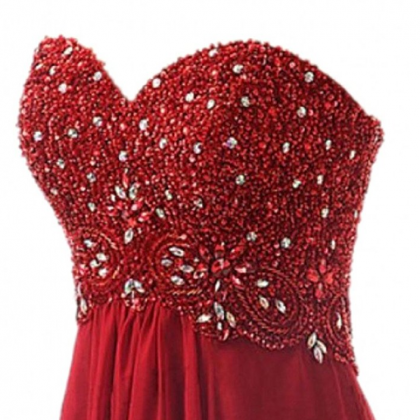 Long Sweetheart Prom Ball Gown Beading A-line..
