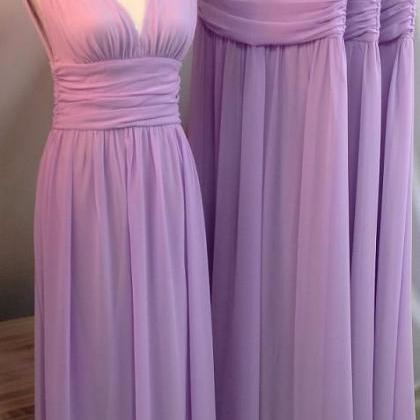 Long Bridemaids Dresses Spaghetti Purple Lavender..