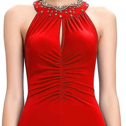 Pretty Ombre Pink Halter Satin Beaded Mermaid Long Birthday Party Dress Evening Gown