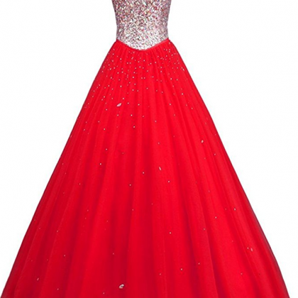 Sweetheart Crystals Evening Ball Gown Beaded Prom..