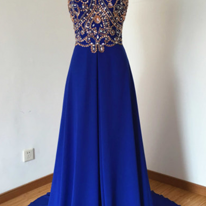 Formal Dress. Blue Chiffon Dress. Strap Evening..