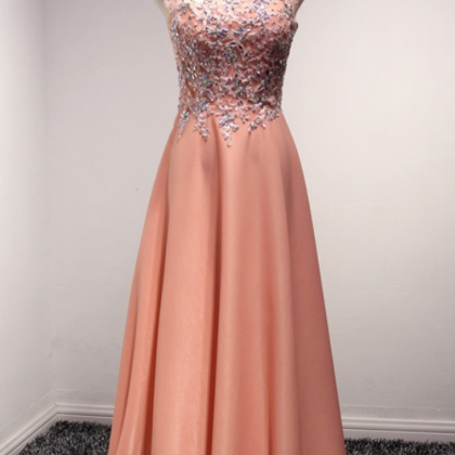 Long Evening Gowns Party Dress O- Neck Lace..