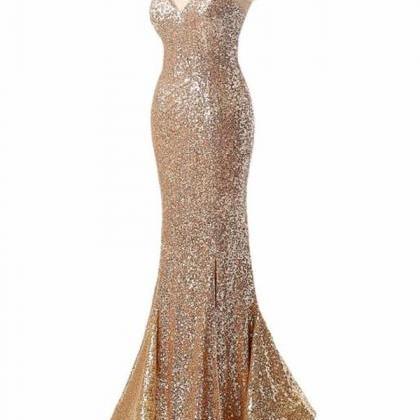 Handmade Prom Dresses,sweetheart Long Sequin Shiny..