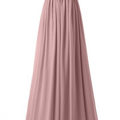Custom Made Dusty Pink One-Shoulder Neckline Chiffon Floor Length A-Line Bridesmaid Dress 