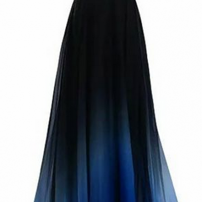 Charming Prom Dress,One-Shoulder Prom Dress,Gradient Color Prom Dress,Chiffon Prom Dress,A-Line Evening Dress
