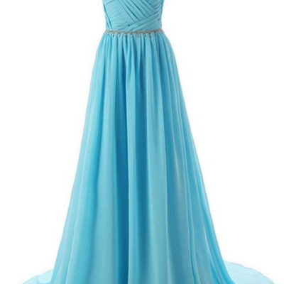 Real sample night dress scallop crystal light blue chiffon evening dress for evening dress