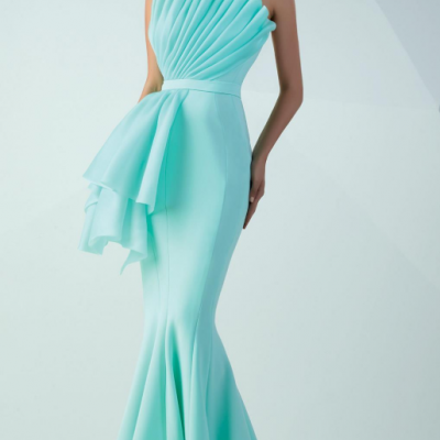 Pleated Strapless Neckline Mermaid Gown by promdresses eveningdresses