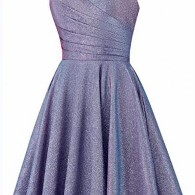 Sexy Spaghetti Strap Glitter Homecoming Dresses Short Pleated Prom Dress for Women 