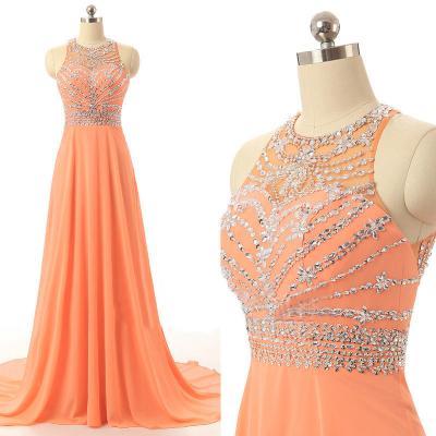 New Arrival Orange Prom Dresses Long Elegant Chiffon Party Evening Dress Robe De Soiree Formal Gowns