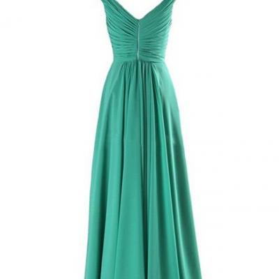 Women's V-Neck Bridesmaid Dress Chiffon Prom Gown Formal Long Bridesmaid Gown Empire A-Line Bridal Evening Dress