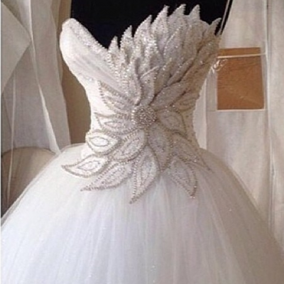 Wedding Dresses, Wedding Gown,Elegant Pearl Beaded Sweetheart Peacock Wedding Dresses Ball Gowns 2017
