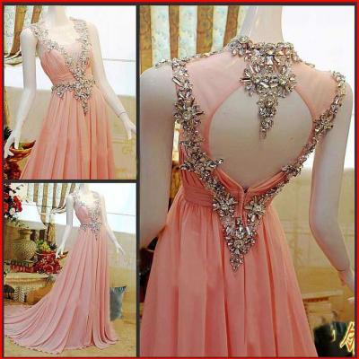 Pink Backless Prom Dresses,Prom Gowns, Pink Prom Dresses,Long Prom Gown,Prom Dress,Sparkle Evening Gown,Sparkly Party Gowbs