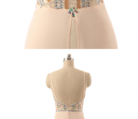 Beautiful Halter Neck Backless Sequined Beaded Chiffon Prom Dress Evening Dress cc5335