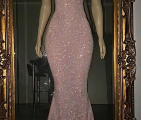 Mermaid Long Sleeves V-neck Sequined Sweep Train Prom Dresses main image 0
