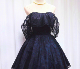 Off Shoulder Short Tulle Party Dress with Lace