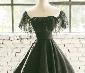Vintage Sweetheart Neck Black Tulle Lace Short Homecoming Dress Birthday Dress Y9749 main image 0