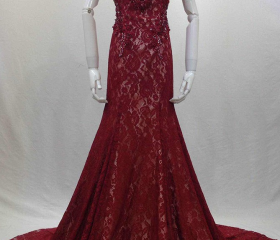Fashionable Beading Red Evening Dresses Real Photos Long Elegant Sexy ...
