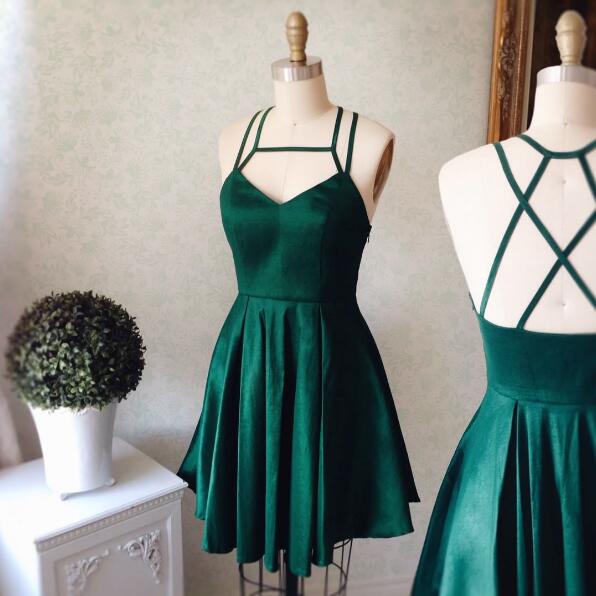 2017 Homecoming Dresses,a-line Homecoming Dresses,green Homecoming Dresses,backless Homecoming Dresses,short Prom Dresses,party Gowns