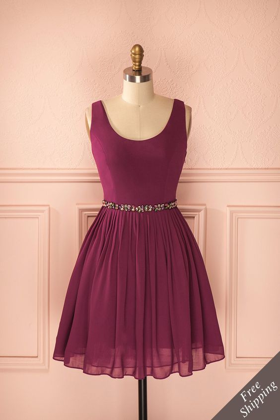 Vintage Prom Dress, Purple Prom Gowns, Mini Short Homecoming Dress
