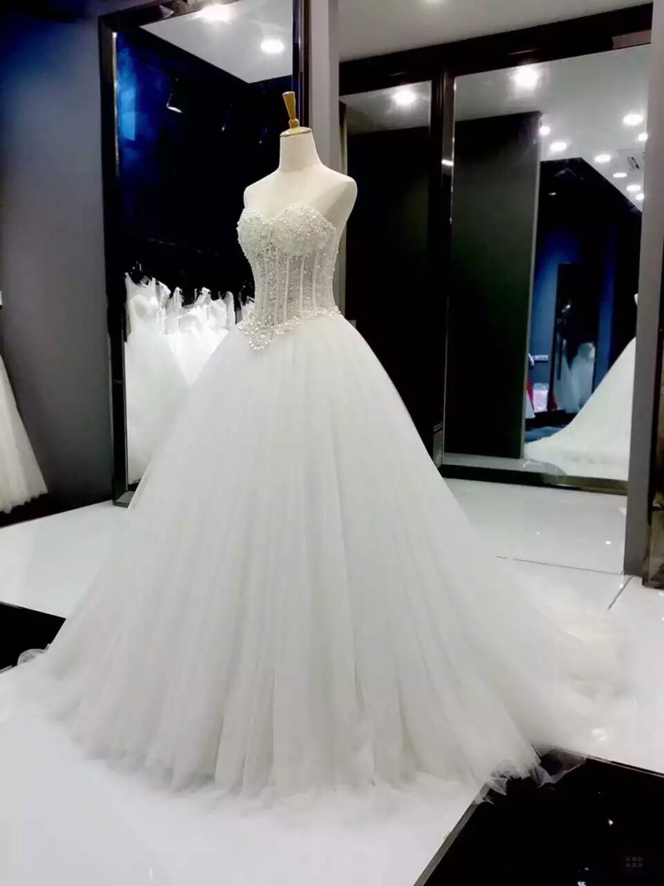 Strapless Sweetheart Corset Beaded Ballgown Wedding Dress