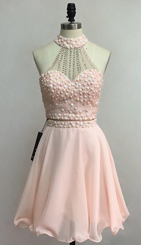 2 Pieces Homecoming Dresses,prom Dress,short Homecoming Dress,crystsla Homecoming Dress,blush Pink Homecoming Dress,party Dresses