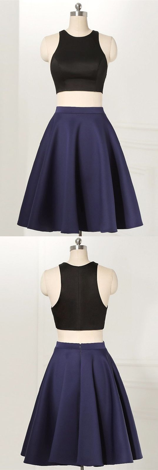 Sexy Homecoming Dresses,navy Blue Dresses,2 Pieces Homecoming Dresses