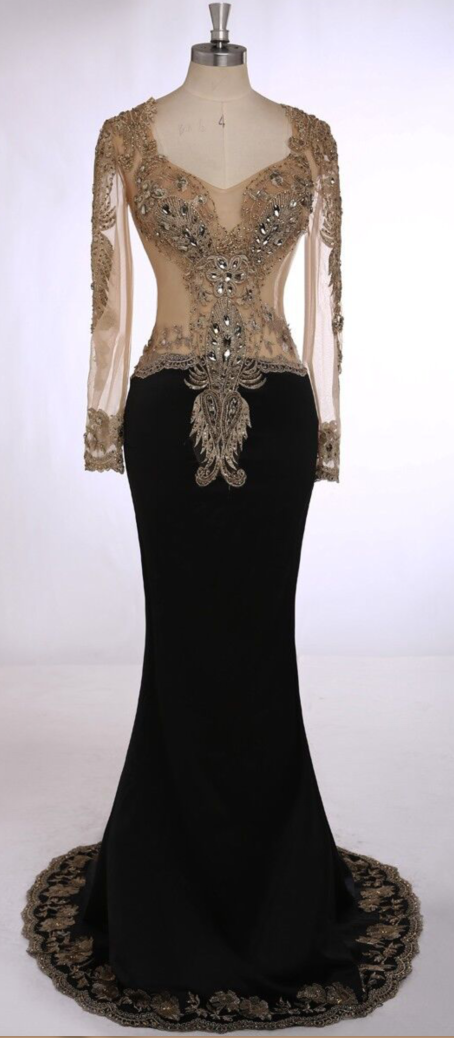 Black Mermaid Prom Dresses Floor-length Prom Dress With Beading Evening Dress