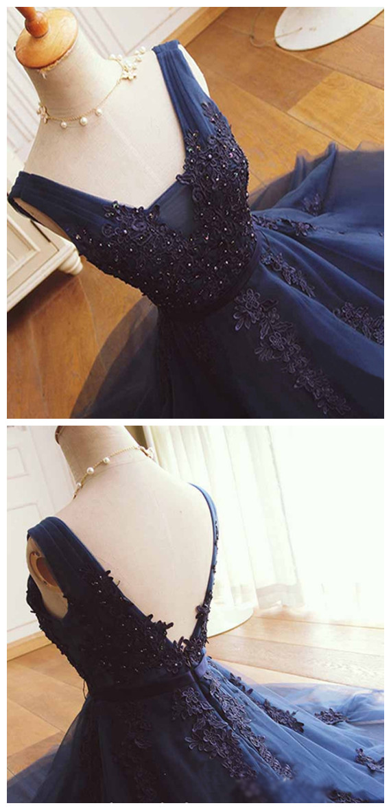 Navy Lace Homecoming Dresses, Tulle Homecoming Dresses, Beading Homecoming Dresses, Homecoming Dresses, Popular Homecoming Dresses, Homecoming