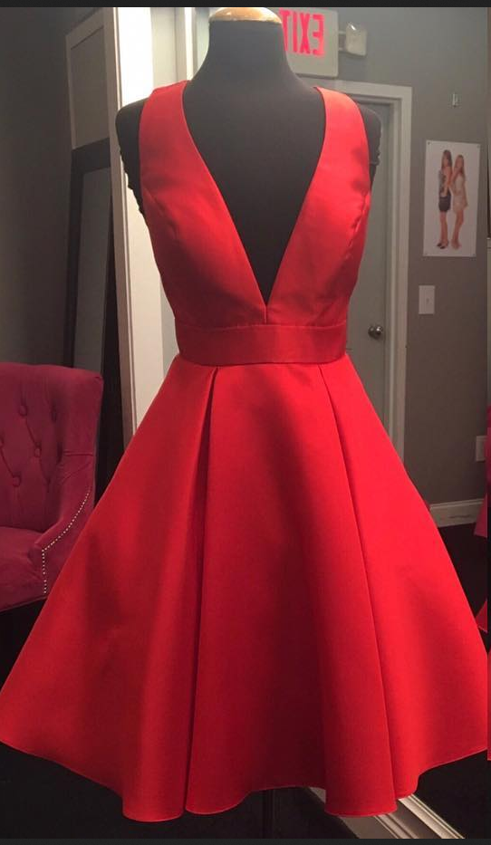 Cute Bow Back Red Homecoming Dresses Satin,short Prom Dresses,royal Blue Prom Dresses Short,2018 Fashion Graduation Dresses,party Dresses