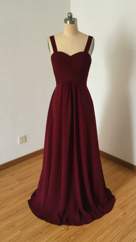 evening Dress,burgundy Bridesmaid Dresses,floor-length Bridesmaid-dresses, wedding Party Dress on Luulla