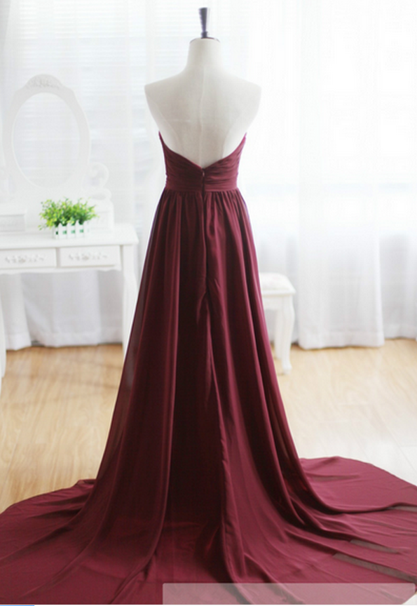 Custom Made A Line Maroon Sweep Train Prom Dresses, Formal Dresses, Evening Dresses on Luulla