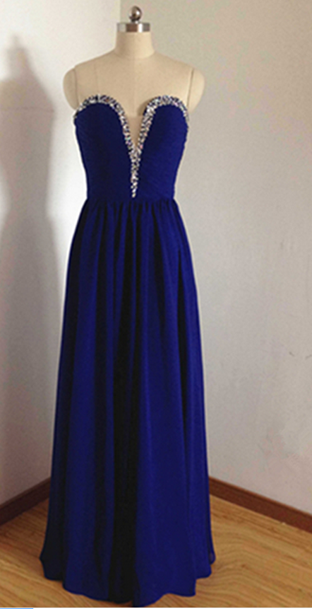 Royal Blue Prom Dresses,royal Blue Prom Dress,silver Beaded Formal Gown,beadings Prom Dresses