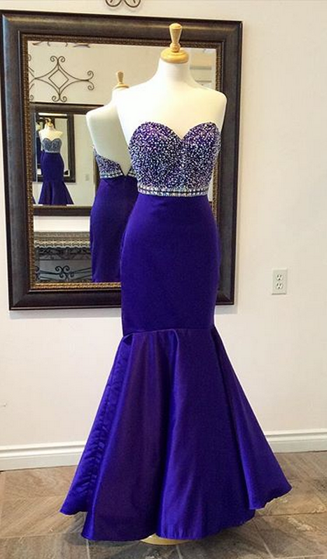 Mermaid Prom Gown,royal Blue Prom Dresses,royal Blue Evening Gowns,beaded Party Dresses,